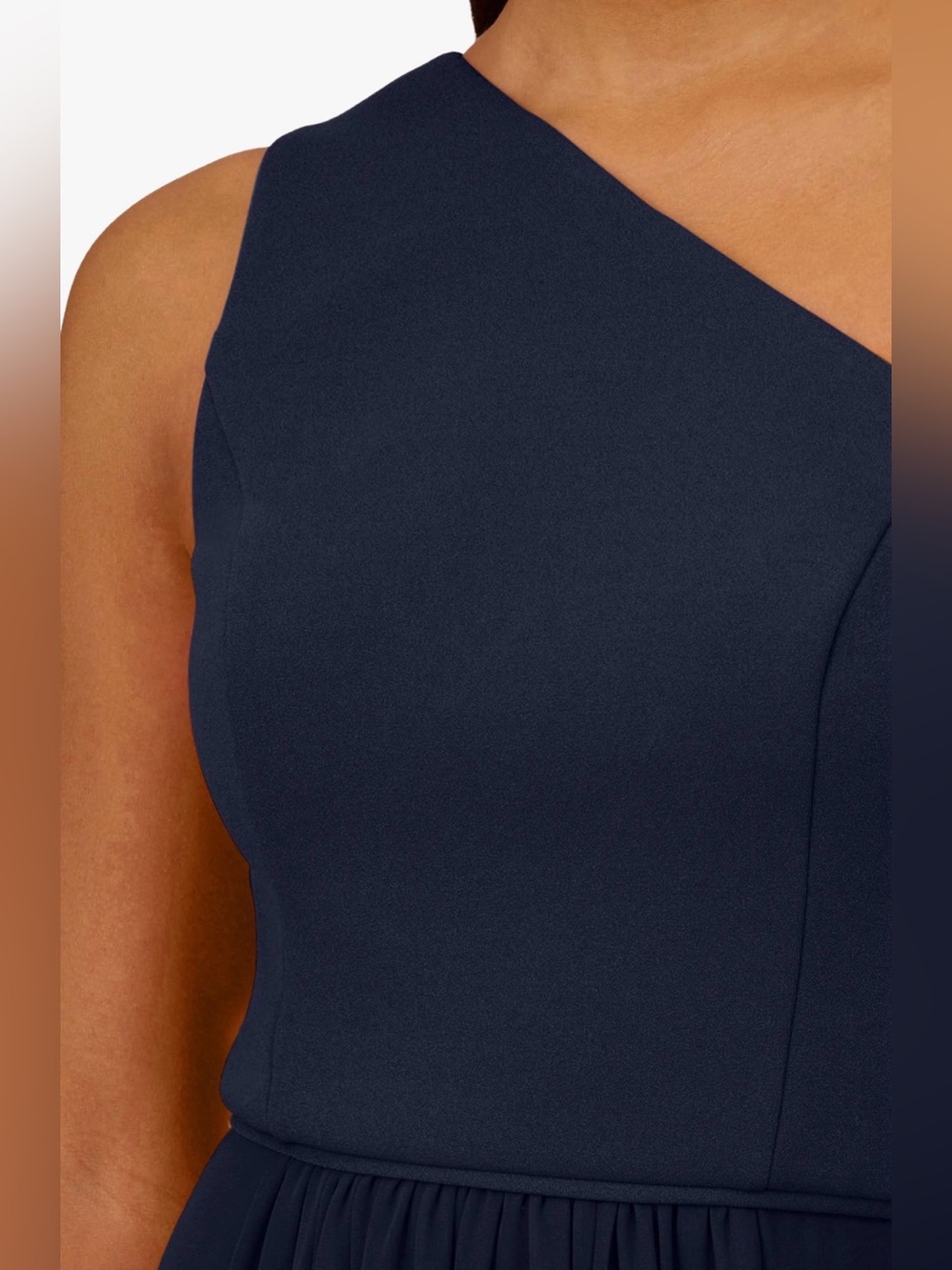Adrianna Papell NWT Navy One-Shoulder Evening Gown with Side Slit size 12 - Picture 3 of 13